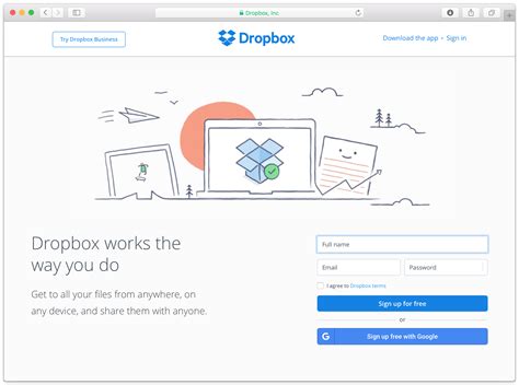 dropbox sign up.